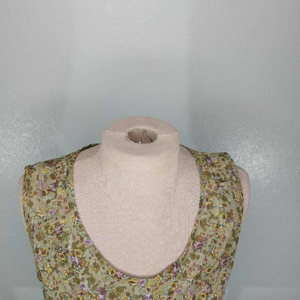 Mossimo Supply Co Womens XL Floral Dress Lined Olive Lavender Yellow Ruffle Top - Picture 10 of 14